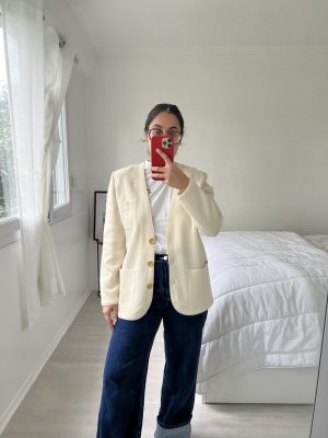 Cardigan en laine beige vintage