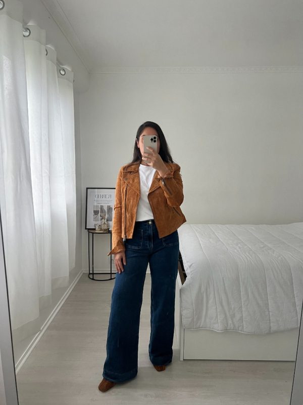 Veste perfecto en daim marron Taille 38